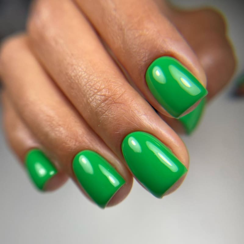 Russian gel manicure with glossy nude finish in NoMad, Manhattan